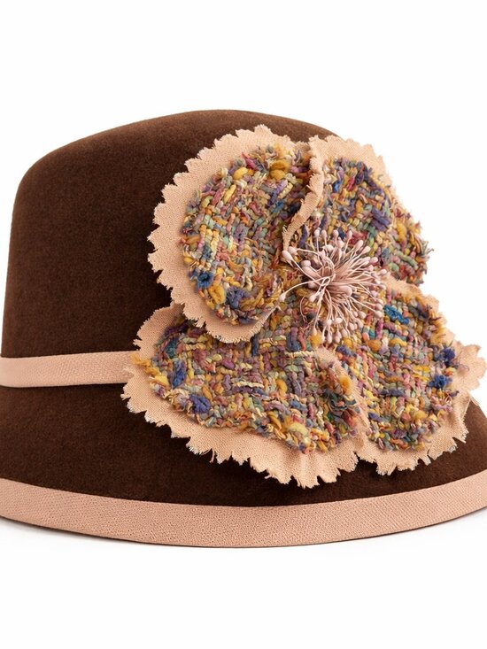 Orit Pariente Millinery – New York Accessories - Orit Pariente NY Tweed Cloche Hat Floral Designer Artisan NWOT Parisian Style